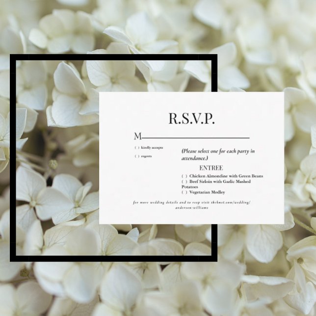 Carte D'accompagnement Mariage blanc et noir RSVP (Créateur téléchargé)