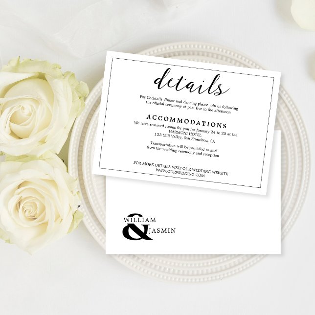 Carte D'accompagnement Mariage blanc minimaliste moderne (Créateur téléchargé)