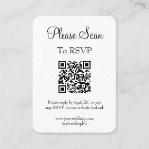 Carte D'accompagnement Mariage blanc simple et moderne numérisation QR Co