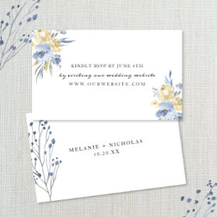 Carte D'accompagnement Mariage bleu Dusty Floral RSVP en ligne