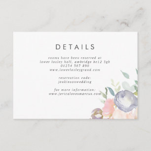Carte D'accompagnement Mariage bleu et rose poussiéreux