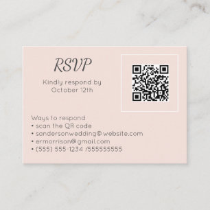 Carte D'accompagnement Mariage Blush Pink RSVP en ligne QR Code photo