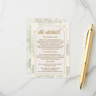 Carte D'accompagnement Mariage Bohème Antique Toile Vert Sauge 