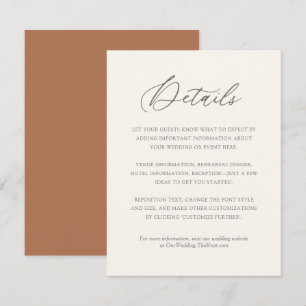 Carte D'accompagnement Mariage bohème moderne Détails de l'hôte Boîtier C