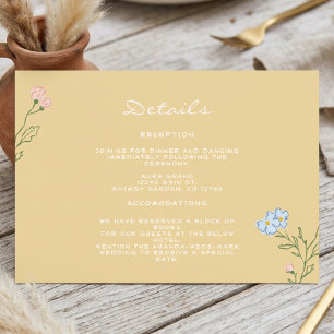 Carte D'accompagnement Mariage Bohème Rétro Floral Groovy Classique