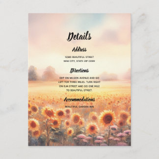 Carte D'accompagnement Mariage Bohème Tournesol Aquarelle Rustique Campag