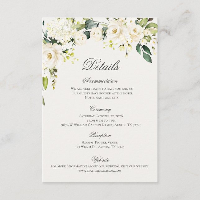 Carte D'accompagnement Mariage Boho Détails du Mariage (Devant)