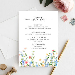 Carte D'accompagnement Mariage Boho Fleur sauvage Meadow Watercolor Détai