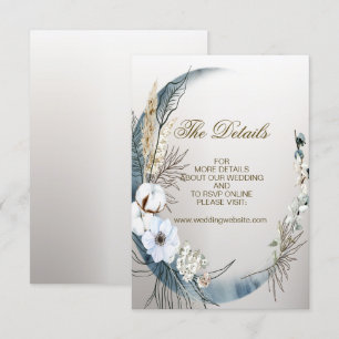 Carte D'accompagnement Mariage Boho White Orchid Flowers Blue Moon Party