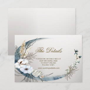 Carte D'accompagnement Mariage Boho White Orchid Flowers Blue Moon Party