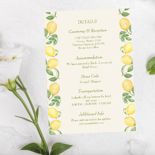 Carte D'accompagnement Mariage Botanique Méditerranéen aux Agrumes et Oli