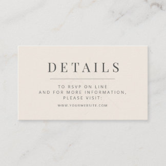 Carte D'accompagnement Mariage Botanique Minimaliste Beige Doux