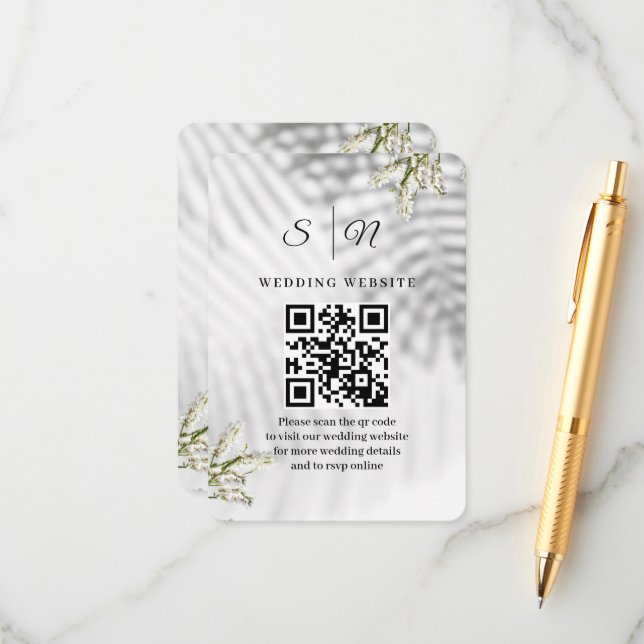 Carte D'accompagnement Mariage Botanique Minimaliste Élégant (Devant/Arrière en situation)