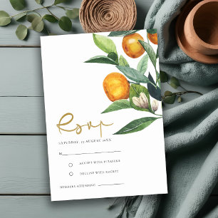 Carte D'accompagnement Mariage Botanique Orange Citrus RSVP