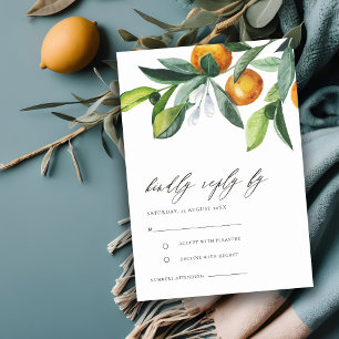 Carte D'accompagnement Mariage Botanique Orange Citrus RSVP