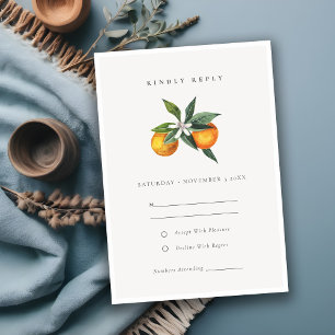 Carte D'accompagnement Mariage botanique orange minimal RSVP