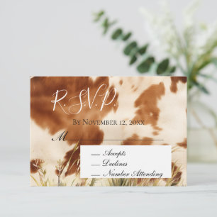 Carte D'accompagnement Mariage Brown à la crème de cowhide RSVP