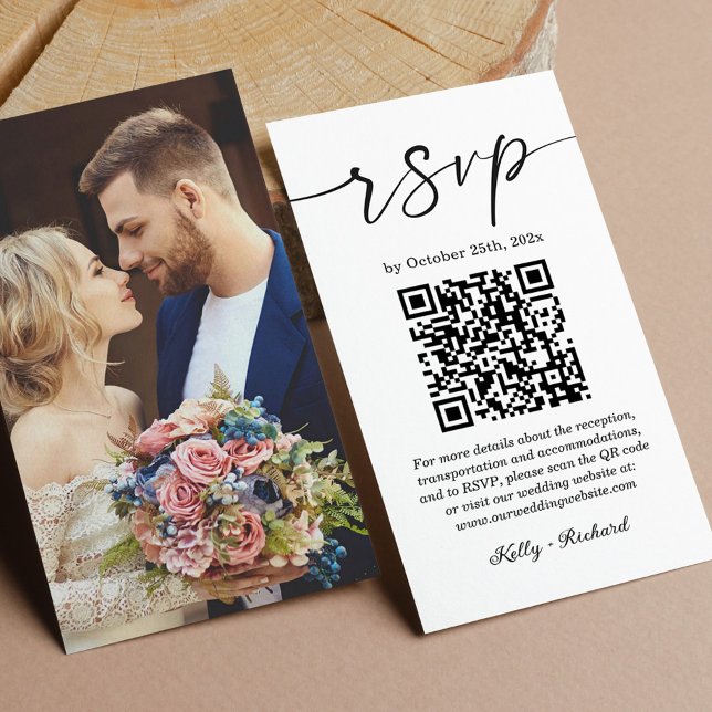 Carte D'accompagnement Mariage budgétaire simple et moderne RSVP Code QR  (Créateur téléchargé)