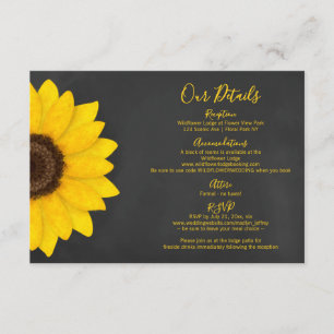 Carte D'accompagnement mariage campagnard de tableau de tournesol rustiqu