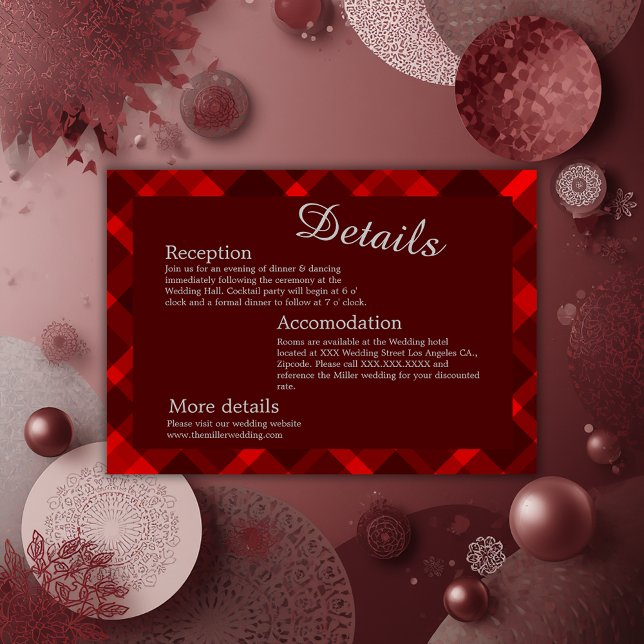 Carte D'accompagnement mariage campagnard écossais rouge (Créateur téléchargé)
