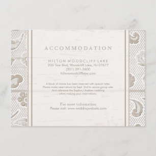 Carte D'accompagnement Mariage campagnard rustique en dentelle