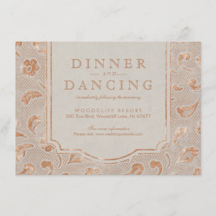 Carte D'accompagnement Mariage campagnard rustique en dentelle d'or Kraft