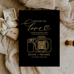 Carte D'accompagnement Mariage Capture L'Amour Black Gold QR Code Photo