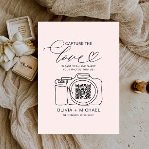 Carte D'accompagnement Mariage Capture L'Amour Blush Rose QR Code Photo