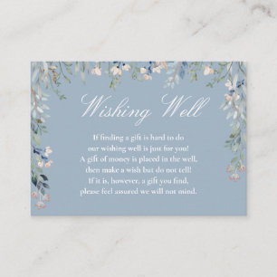 Carte D'accompagnement Mariage cascade florale bleu poussiéreux puits de
