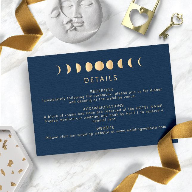 Carte D'accompagnement Mariage céleste (Navy Blue and Gold Celestial Wedding Enclosure Card
)