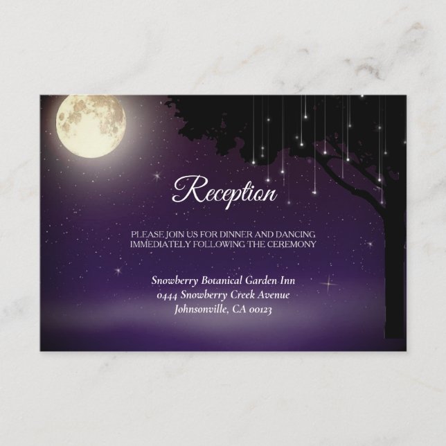 Carte D'accompagnement Mariage céleste à cordes de nuit étoilées (Devant)