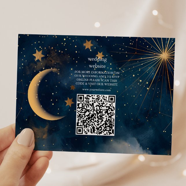 Carte D'accompagnement Mariage céleste de minuit bleu étoiles de lune (Créateur téléchargé)