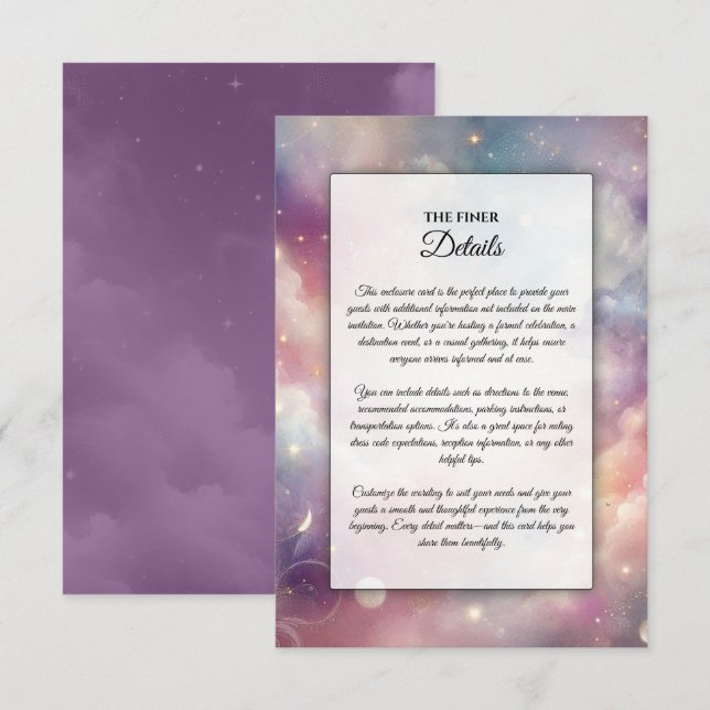 Carte D'accompagnement Mariage céleste de Stardust (Devant / Derrière)