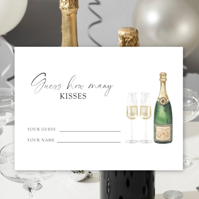 Carte D'accompagnement Mariage champagnisé - devinez combien de baisers (Créateur téléchargé)