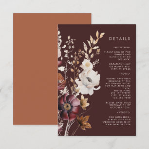 Carte D'accompagnement Mariage Champêtre Bohème Fleur Brun Automne