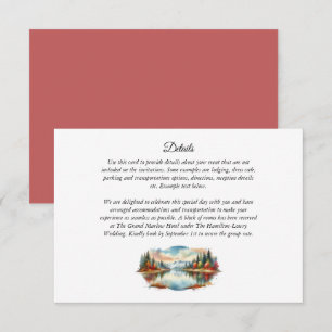 Carte D'accompagnement Mariage champêtre d'automne au bord du lac en forê