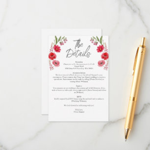 Carte D'accompagnement Mariage champêtre fantaisiste avec fleurs sauvages