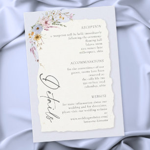 Carte D'accompagnement Mariage Champêtre Fleurs Sauvages Rose Pâle Romant