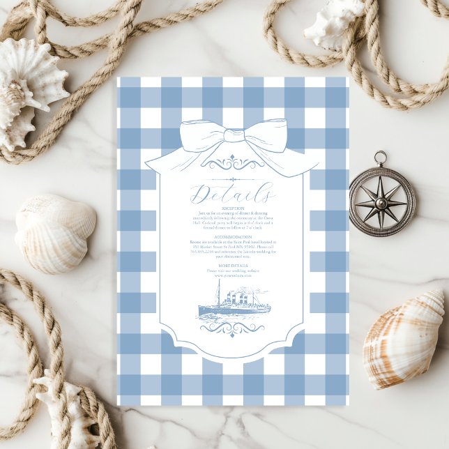 Carte D'accompagnement Mariage Chic Nautique Coquette Bow (Créateur téléchargé)