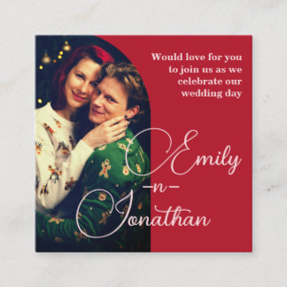 Carte D'accompagnement Mariage chic romantique rouge profond photo QR div