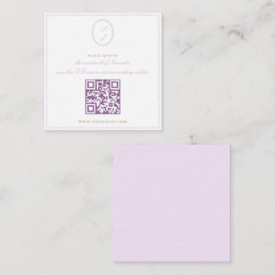 Carte D'accompagnement Mariage classique à monogramme QR RSVP lavande
