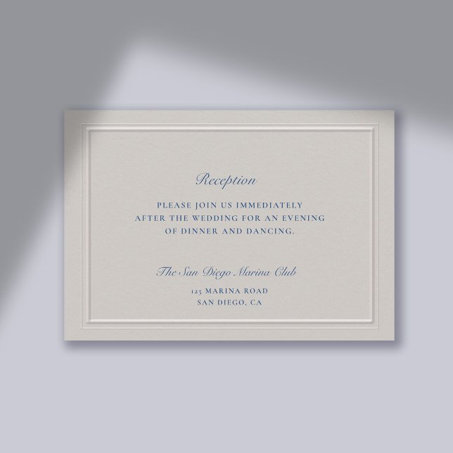 Carte D'accompagnement Mariage classique de réception des Faux nautiques (wedding reception enclosure card traditional classic formal faux embossed nautical double frame)