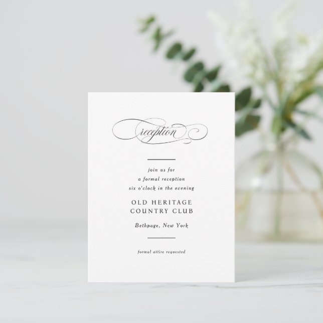Carte D'accompagnement Mariage classique d'élégance de script (Debout devant)