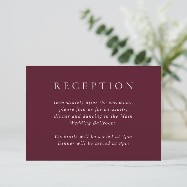 Carte D'accompagnement Mariage Classique Élégant Bourgogne Profond (Debout devant)