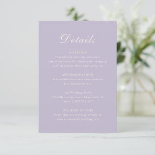 Carte D'accompagnement Mariage classique Lilac élégant