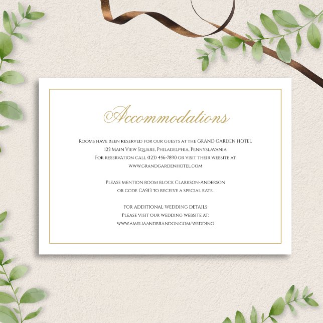 Carte D'accompagnement Mariage classique Noir & Or Formal Logement (Créateur téléchargé)