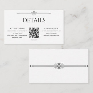 Carte D'accompagnement Mariage Classique QR Code Noir et Blanc Vintage