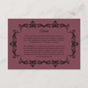 Carte D'accompagnement Mariage Classique Romantique en Bois de Rose avec
