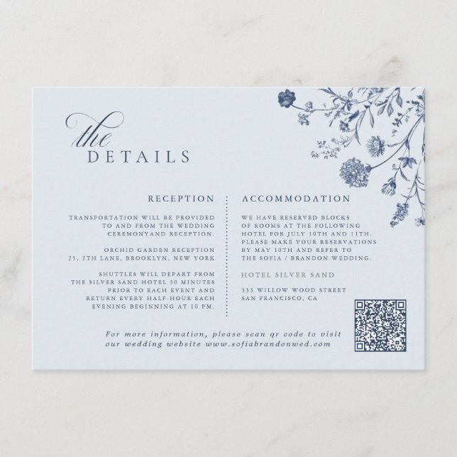 Carte D'accompagnement Mariage Classique Victorien avec Code QR Français  (Devant)