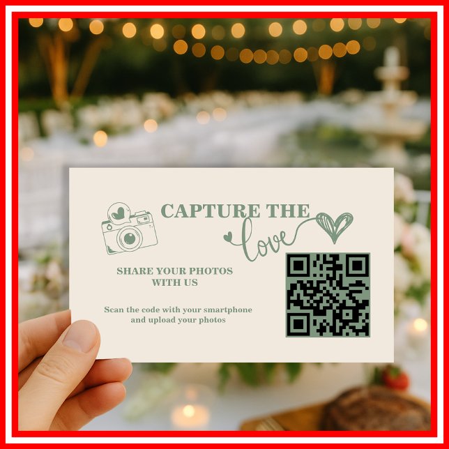 Carte D'accompagnement Mariage Code QR Capturez l'amour Vert Sauge (Créateur téléchargé)